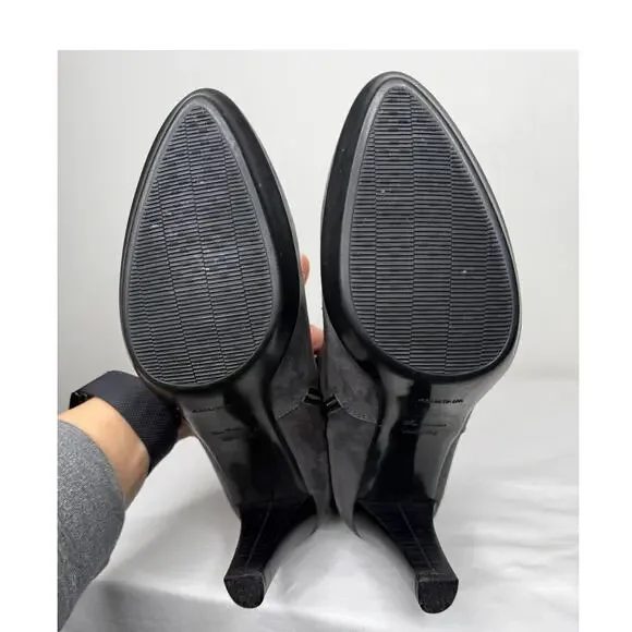 Aquatalia Gray Suede Ankle Booties Size 10 Weatherproof Italian Heel Boots - Picture 8 of 10